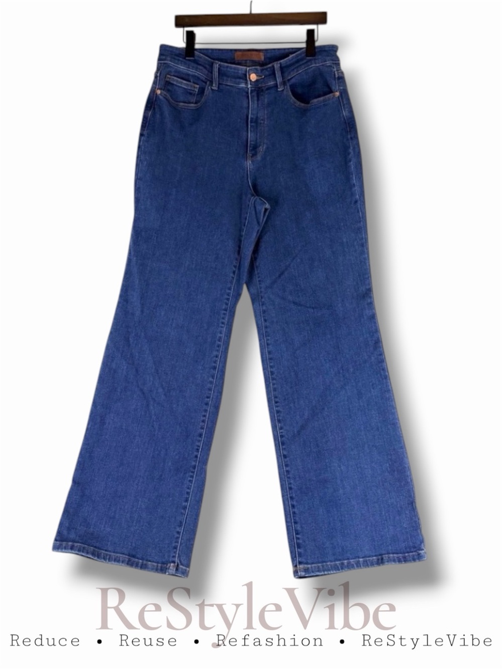 JUDY BLUE Women’s Size 14W Denim Jeans Wide Leg Style High Rise Fit Stretch
